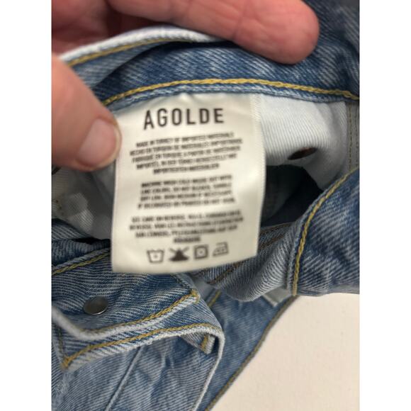 AGOLDE Parker Denim Cutoff Shorts Women’s 29 High Rise Distressed Raw Hem light - Picture 9 of 10